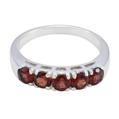 Garnet Penta Korean 925 Silver Red Gems Whisper thin Modern Band Jewelry
