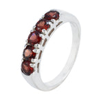 Garnet Penta Korean 925 Silver Red Gems Whisper thin Modern Band Jewelry