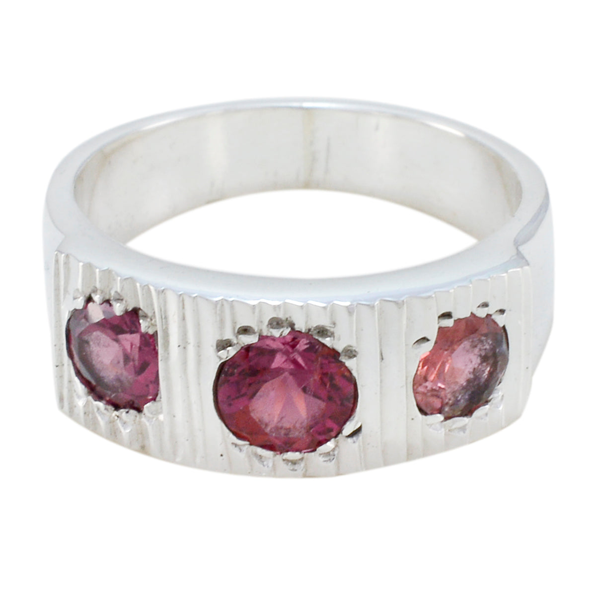 Garnet Trilogy Indian Sterling Silver Red Gems Minimal Boho Ring Jewellery Huvudsaklig produktbild