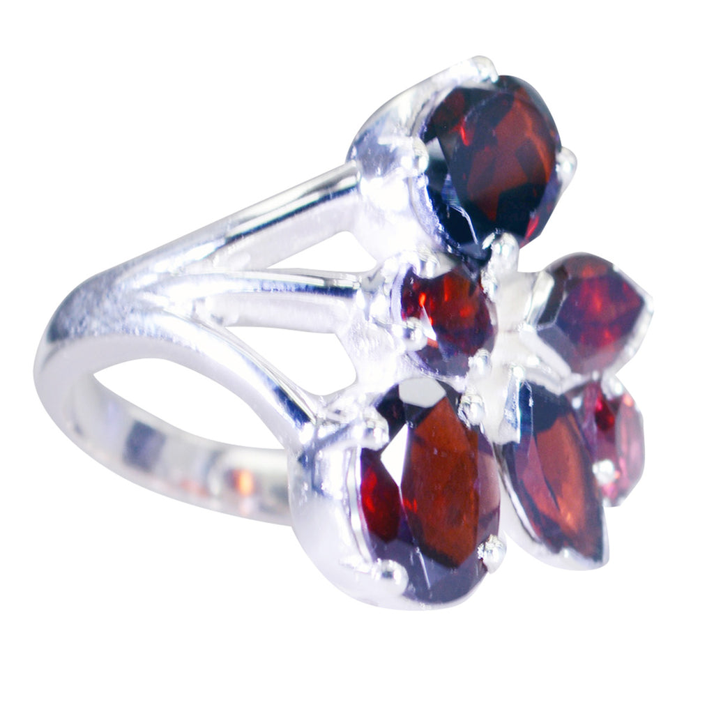 Garnet Hexa Egyptian Silver Red Gemstone Versatile Modern Ring Jewellery