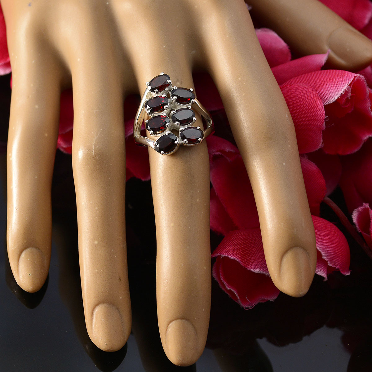 Blue Topaz Hepta Indian 92.5 Silver Blue Gemstone Versatile Abstract Ring Jewelry