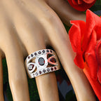 Garnet multiple German 925 Sterling Silver Red Gemstone Statement Artisan Ring Jewelry