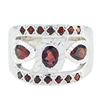 Garnet multiple German 925 Sterling Silver Red Gemstone Statement Artisan Ring Jewelry