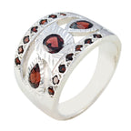 Garnet multiple German 925 Sterling Silver Red Gemstone Statement Artisan Ring Jewelry
