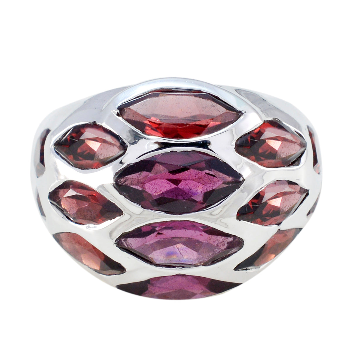 Garnet multiple Spanish Silver Red Gemstones Statement Armor Ring Jewellery