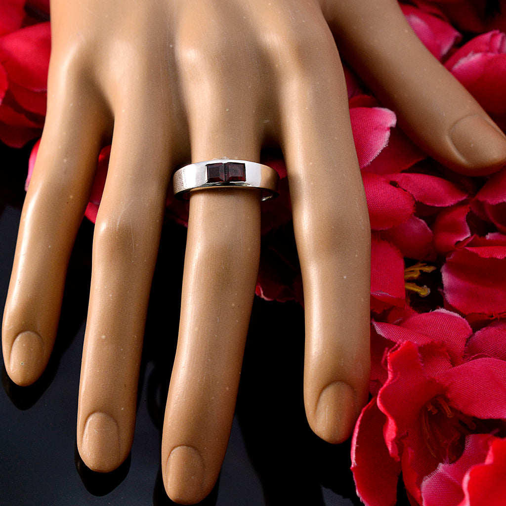 Garnet Toi et Moi Russian Sterling Silver Red Gems Featherlight Trendy Ring Jewelry