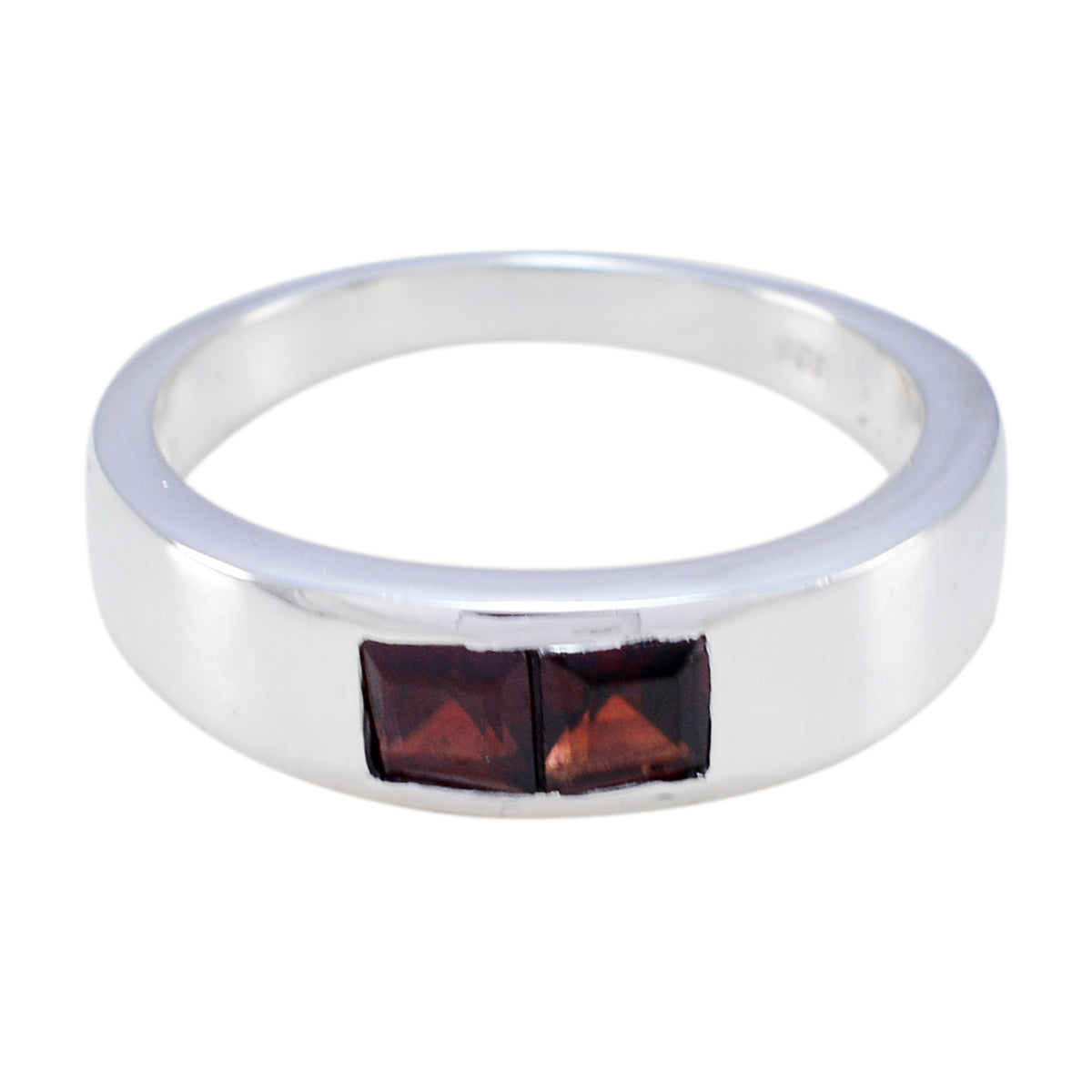 Granat Toi et Moi Russisches Sterlingsilber Rote Edelsteine Federleichter Trendy Ring Schmuck Hauptbild