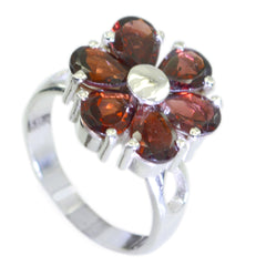Garnet Hexa Moroccan 925 Silver Red Gemstone Classic Floral Ring Jewellery