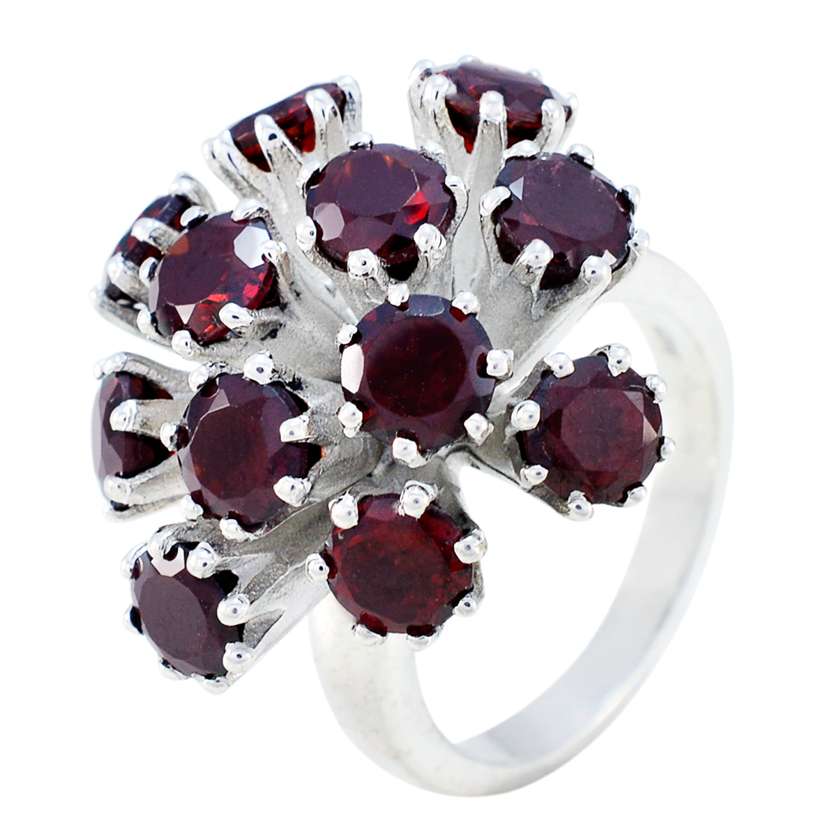 Garnet multiple Italian Silver Red Gemstone Statement Signet Ring Jewelry