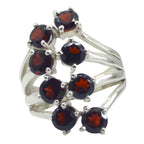Garnet octa Egyptian Sterling Silver Red Gemstone Eye catching Modern Ring Jewelry
