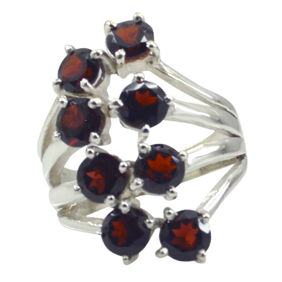 Garnet octa Egyptian Sterling Silver Red Gemstone Eye catching Modern Ring Jewelry