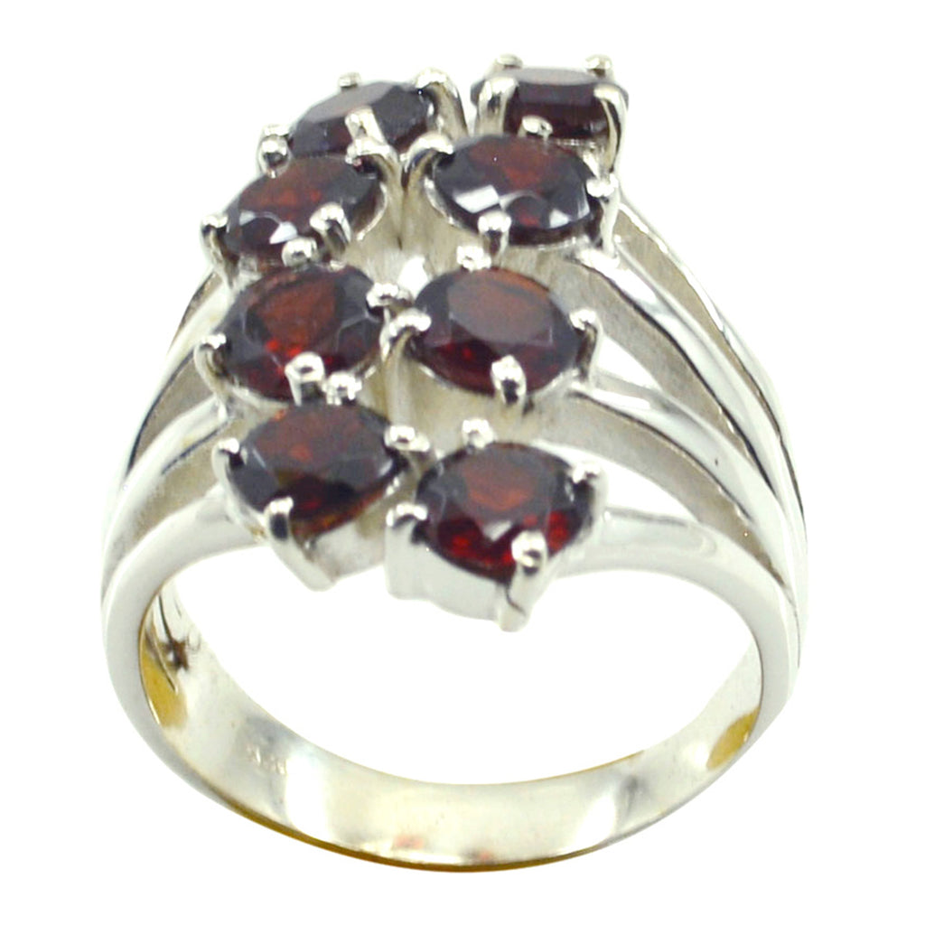 Garnet octa Egyptian Sterling Silver Red Gemstone Eye catching Modern Ring Jewelry