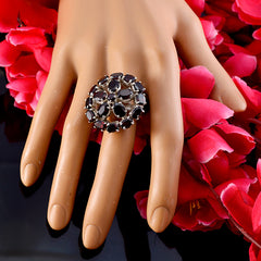 Garnet multiple German 925 Silver Red Gemstones Chunky Victorian Ring Jewelry