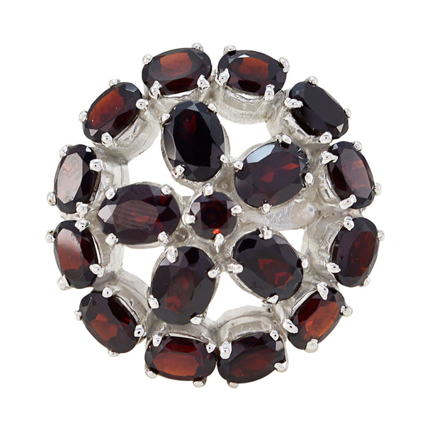 Garnet multiple German 925 Silver Red Gemstones Chunky Victorian Ring Jewelry