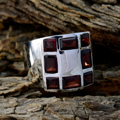 Garnet octa French 92.5 Silver Red Gems Edgy Abstract Ring Jewelry