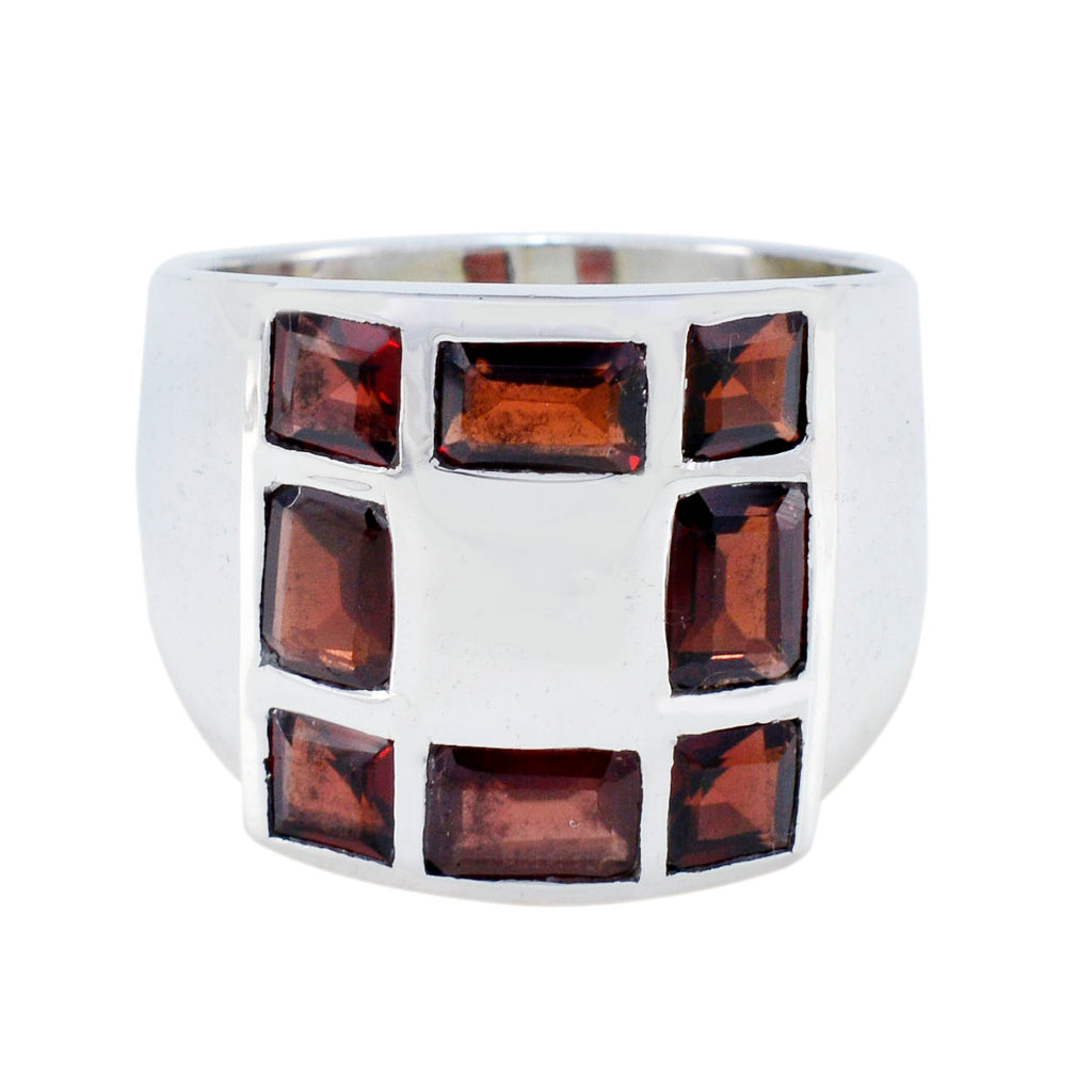 Garnet octa French 92.5 Silver Red Gems Edgy Abstract Ring Jewelry