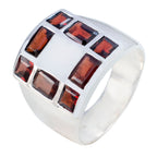 Garnet octa French 92.5 Silver Red Gems Edgy Abstract Ring Jewelry