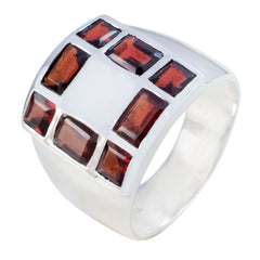 Garnet octa French 92.5 Silver Red Gems Edgy Abstract Ring Jewelry
