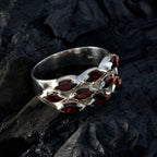 Garnet deka Russian Sterling Silver Red Gemstones Eye catching Abstract Ring Jewelry