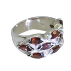 Garnet deka Russian Sterling Silver Red Gemstones Eye catching Abstract Ring Jewelry
