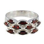 Garnet deka Russian Sterling Silver Red Gemstones Eye catching Abstract Ring Jewelry