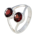Garnet Toi et Moi American 92.5 Silver Red Gemstones Whisper thin Glamorous Ring Jewelry