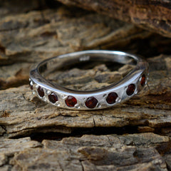Garnet multiple Korean 925 Sterling Silver Red Gemstones Dainty Eternity Band Jewellery