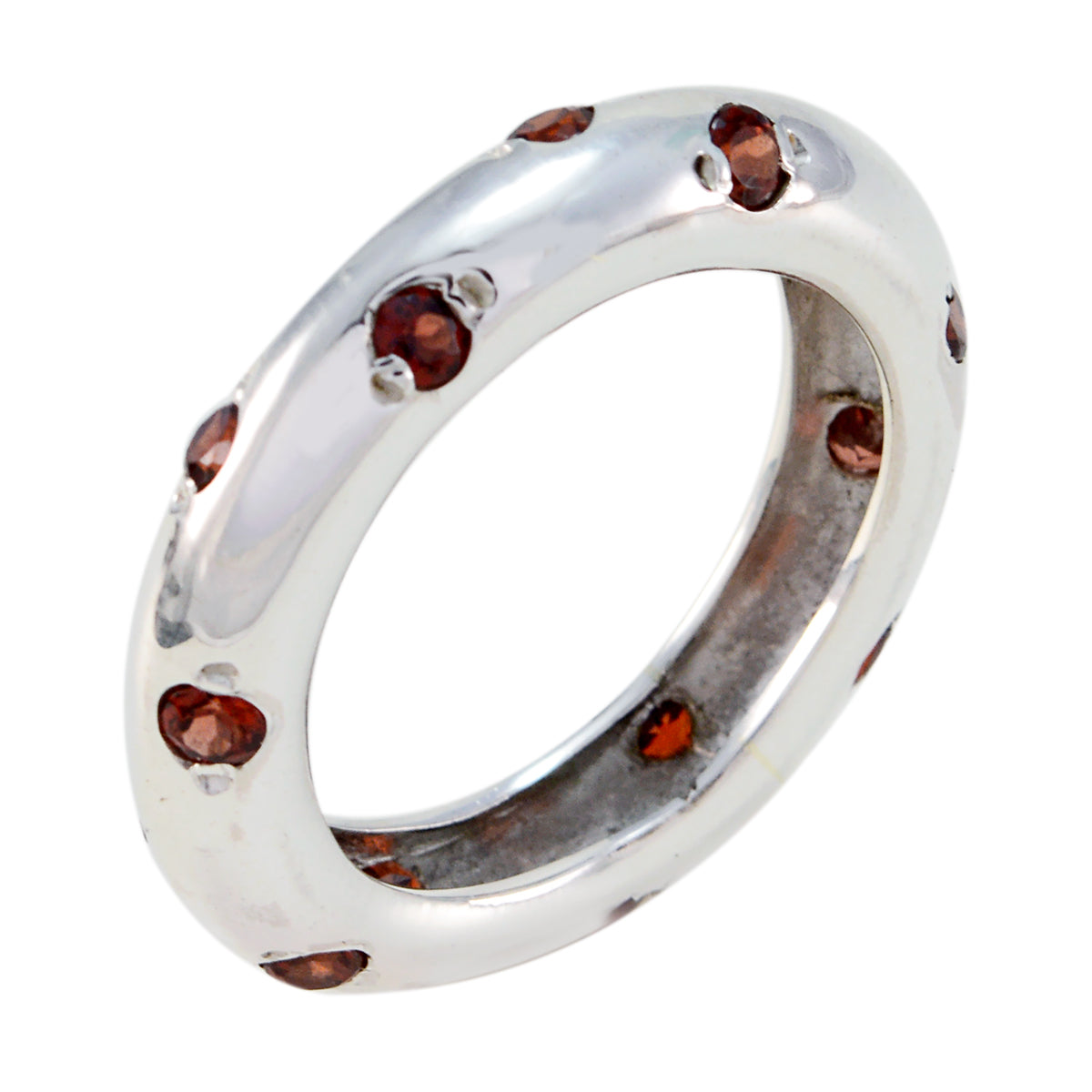 Garnet multiple German 925 Silver Red Gemstones Slim Eternity Band Jewelry Immagine principale del prodotto
