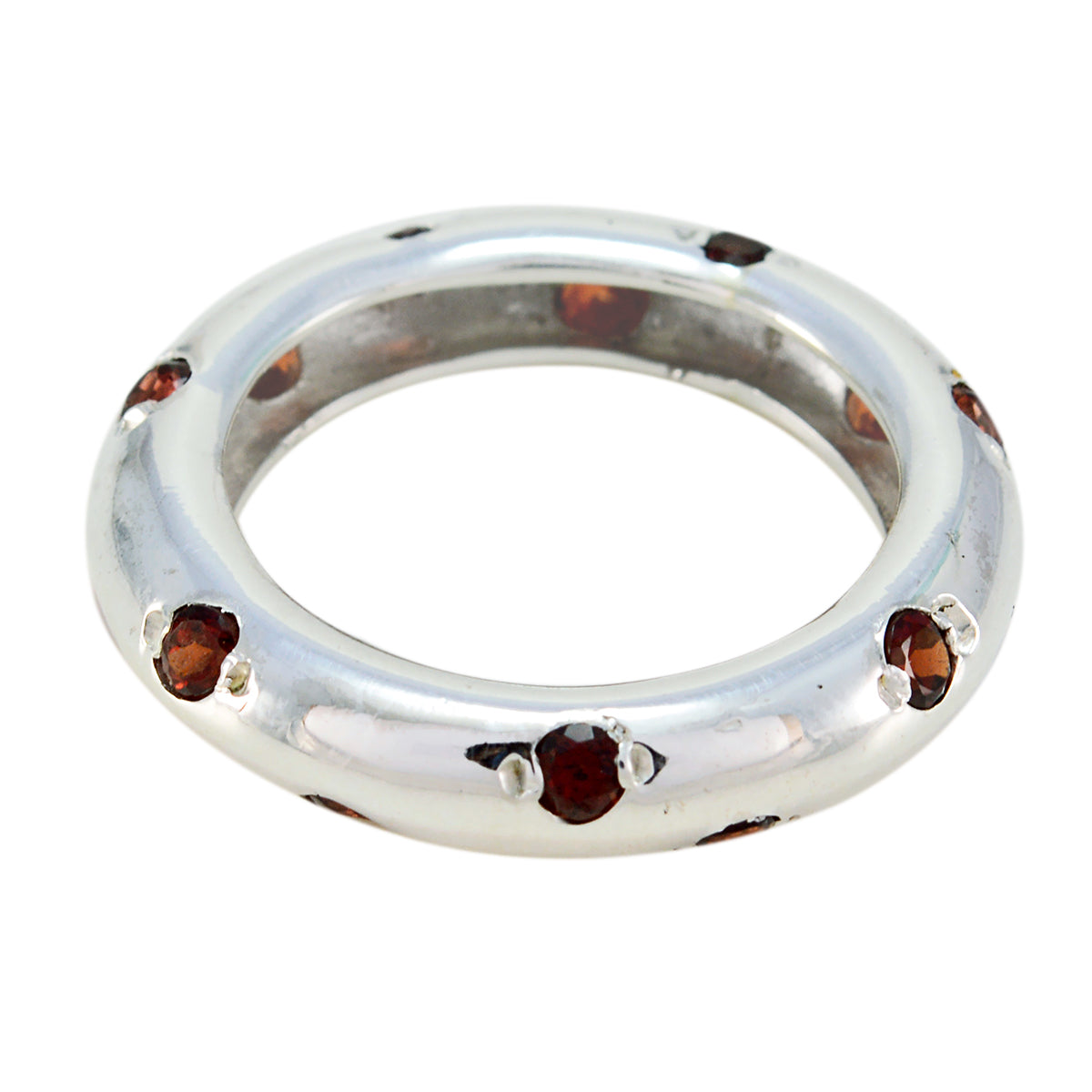 Garnet multiple German 925 Silver Red Gemstones Slim Eternity Band Jewelry