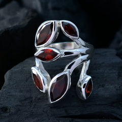 Garnet Hexa Moroccan Sterling Silver Red Gems Versatile Leafy Ring Jewelry