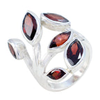 Garnet Hexa Moroccan Sterling Silver Red Gems Versatile Leafy Ring Jewelry