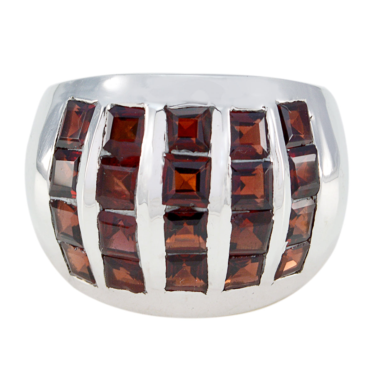 Garnet multiple Spanish Sterling Silver Red Gems Chunky antique Ring Jewellery