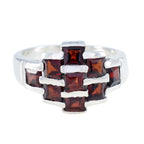 Garnet Navratna Egyptian 925 Sterling Silver Red Gems Mid weight Glamorous Ring Jewelry