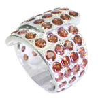 Garnet multiple French Sterling Silver Red Gemstones Statement Vintage Ring Jewelry