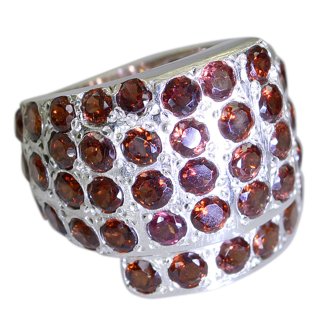 Garnet multiple French Sterling Silver Red Gemstones Statement Vintage Ring Jewelry