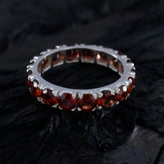 Garnet multiple French 925 Sterling Silver Red Gemstones Featherlight Eternity Band Jewelry