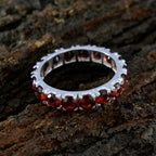 Garnet multiple French 925 Sterling Silver Red Gemstones Featherlight Eternity Band Jewelry