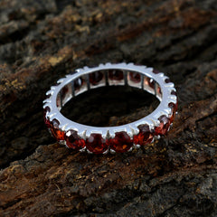 Garnet multiple French 925 Sterling Silver Red Gemstones Featherlight Eternity Band Jewelry