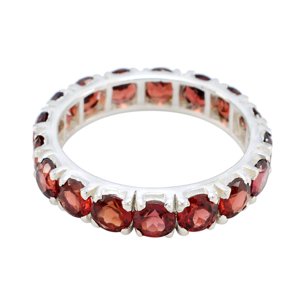 Garnet multiple French 925 Sterling Silver Red Gemstones Featherlight Eternity Band Jewelry