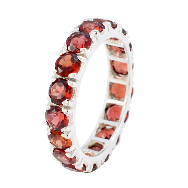 Garnet multiple French 925 Sterling Silver Red Gemstones Featherlight Eternity Band Jewelry