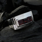 Garnet Trilogy German Silver Red Gemstones Statement Ethnic Ring Jewelry