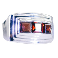 Garnet Trilogy German Silver Red Gemstones Statement Ethnic Ring Jewelry