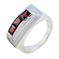Garnet Trilogy German Silver Red Gemstones Statement Ethnic Ring Jewelry