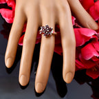 Garnet Hepta Moroccan Silver Red Gemstone Minimal Luxurious Ring Jewellery