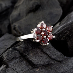 Garnet Hepta Moroccan Silver Red Gemstone Minimal Luxurious Ring Jewellery