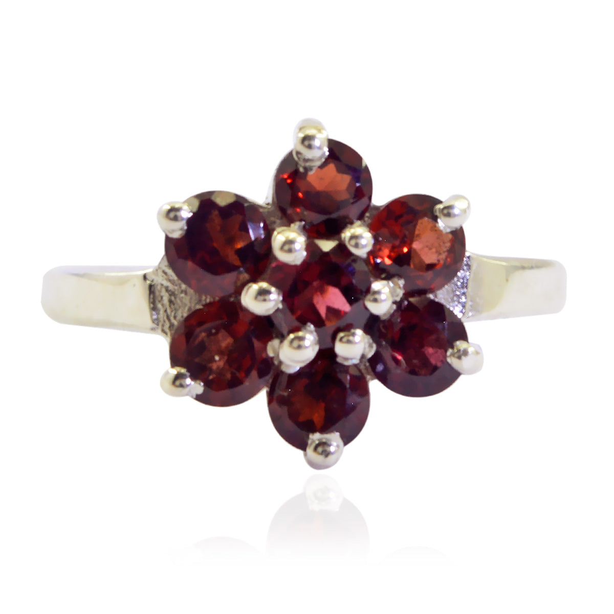 Garnet Hepta Moroccan Silver Red Gemstone Minimal Luxurious Ring Jewellery Imagen principal del producto