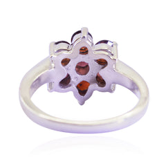 Garnet Hepta Moroccan Silver Red Gemstone Minimal Luxurious Ring Jewellery