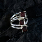 Garnet Trilogy Indian 925 Silver Red Gemstones Eye catching Trendy Ring Jewellery