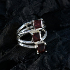 Garnet Trilogy Indian 925 Silver Red Gemstones Eye catching Trendy Ring Jewellery