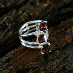 Garnet Trilogy Indian 925 Silver Red Gemstones Eye catching Trendy Ring Jewellery